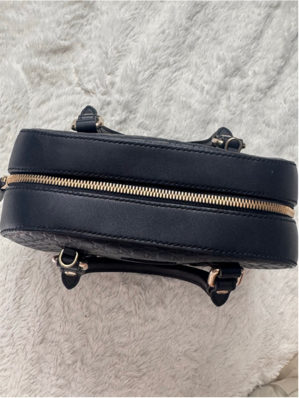 Women's Gucci Navy Microguccissima Leather Satchel - Picture 8 of 10